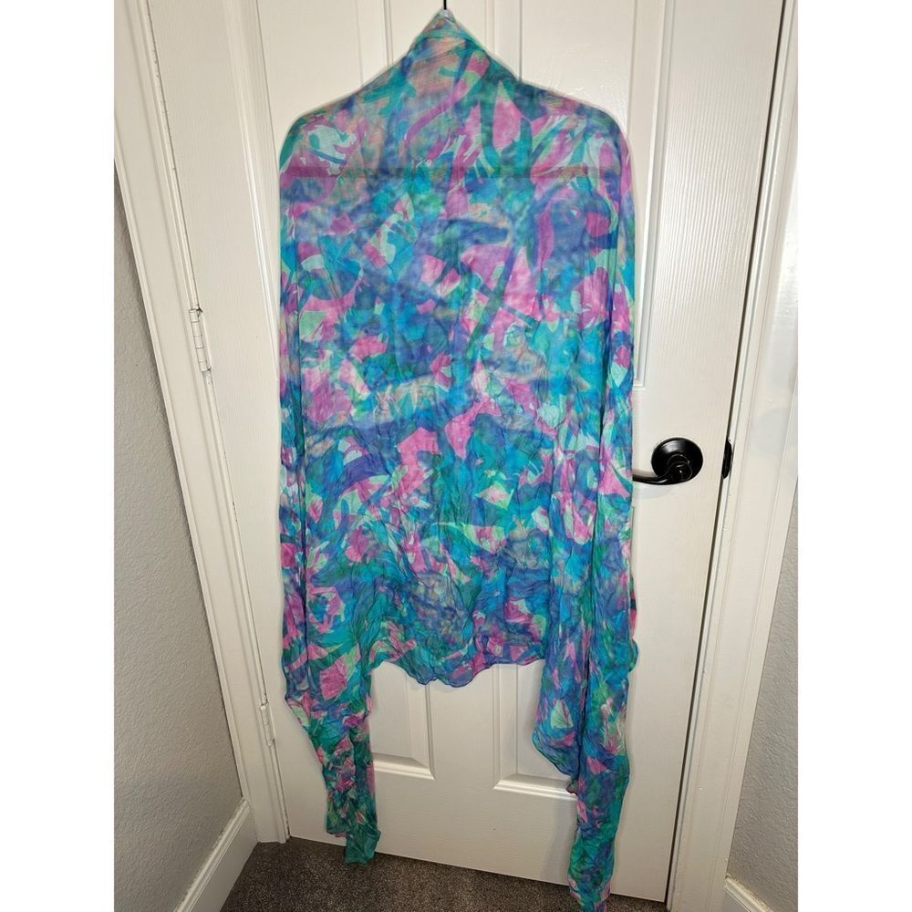 Front Row Society Blue Beat Around The Bush Viscose Modal Tie Dye Scarf Shawl